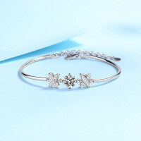 wholesale 925 Sterling Silver Women's Fashion Minimalist Letter Bracelet with 1 Carat Moissanite Bracelet Gift for Best Friend Girlfriend-6.5m zircon bracelet 925 silver