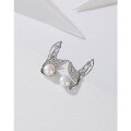 wholesale 925 Sterling Silver Mermaid Tail Pearl Earrings New Luxury High-End Freshwater Pearl Stud Earrings for Women Small Design-0-1