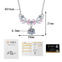 S925 Sterling Silver 1-Carat Moissanite Necklace, Light Luxury Floral Wheat Forest-Style Chain Wholesale.-1 carat moissanite  925 silver