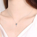 wholesale PT950 plated S925 sterling silver mermaid pendant necklace with 1-carat moissanite, women's collarbone chain-0-3