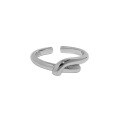 wholesale S925 Sterling Silver Korean Version Ins Minimalist Geometric Asymmetric Interwoven Polished Open Ring for Women-0-5