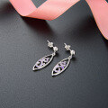 wholesale S925 Silver Korean Zirconia Stud Earrings, Minimalist Leaf-shaped Geometric Women's Earrings for Foreign Trade-0-1