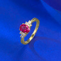 wholesale S925 Silver New Live Stream Style Simulated Pigeon Blood Red 5*7mm Oval Red Corundum Bezel-Set Ring-0-2