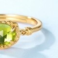wholesale 10K Gold Plated S925 Silver Fashionable and Minimalist Peridot Ring, Korean Style Ins Trend Jewelry for Drop Shipping-0-2