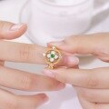 wholesale Original design retro court-style white shell window flower ring for women, S925 sterling silver inlaid with jadeite, available for dropshipping-0-4