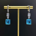 wholesale S925 Silver New Collection Paraiba 10*11mm Rectangular Green Zircon Earrings for Women,-0-5