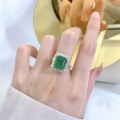 wholesale S925 silver style 5ct simulated emerald cut 10*12 geometric ring cross-border edition-0-2