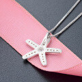 wholesale S925 Sterling Silver Full Diamond Starfish Pendant Women's Korean Style Minimalist Niche High-End Animal Necklace Wholesale Supply-0-2