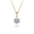 wholesale Gold/Rose Gold/White Gold Classic and Minimalist Six-Prong 1-Carat Moissanite Necklace-0-3