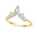 wholesale S925 Sterling Silver Plated Natural Creamy Blue Moonstone Ring, Indie Design Jewelry-0-4