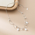 wholesale 990 Sterling Silver Fresh and Sweet Ins Style Niche Design Brushed Teardrop Light Bead Necklace Y02198-0-2