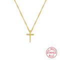 wholesale S925 Sterling Silver Minimalist Cross Pendant Necklace, Korean Style INS-inspired Simple and Unique Design Collarbone Chain-0-0