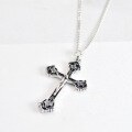 wholesale 925 Sterling Silver Cross Pendant Necklace for Men and Women, Vintage Hip-Hop Punk Style Crossbody Chain-0-5