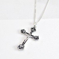 wholesale 925 Sterling Silver Cross Pendant Necklace for Men and Women, Vintage Hip-Hop Punk Style Crossbody Chain-One piece (without chain) 3000130 925 silver