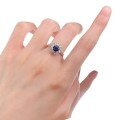 wholesale 925 Sterling Silver Full Diamond Ring with 60mm Blue Sapphire for Women, Fashionable Commuter Style-0-4