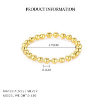 wholesale S925 Sterling Silver FarFan Round Bead Tassel Earrings, Retro Minimalist Cross-Border Wholesale Set with Bracelet and Ring-K2050-Gold 925 Silver