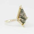 wholesale S925 Silver Plated 14K Gold French Light Luxury Retro Style Moss Agate Ring-0-1