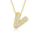 wholesale 925 Silver Plated with 18K Gold, Cross-Border Europe and America New Letter Pendant Necklace, Fashion-Forward Versatile Moissanite Chain-0-26