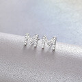 wholesale S925 Sterling Silver 26 Alphabet Letter Diamond Stud Earrings, Minimalist Korean Japanese Style Small Niche Dangle Earrings for Women-0-1