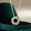 14K Gold Plated 925 Silver Moissanite Round Pendant Necklace-0-4