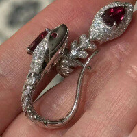 wholesale Metal S925 Sterling Silver Pear-shaped Red Zircon Snake Bone Ear Clasp High-end Sense Light Luxury Sparkling Earrings Live Stream Style-E641 Red Diamond Snake Earrings 925 Silver