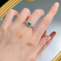 wholesale S925 Silver New Live Streaming Oval Ring 4*6mm Simulated Emerald Daily Luxury Style-0-3