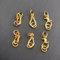wholesale Metal S925 Silver Gold Plated S-Clasp Double Loop Connector for DIY Bracelet, Phoenix Clasp Buckle Cord Link Ring Accessories-Style 2 (one)