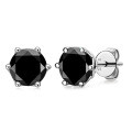 S925 Sterling Silver D-Color Moissanite Floral Six-Prong Stud Earrings-0-3