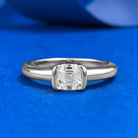 wholesale S925 Sterling Silver 5*5mm Asscher Cut White Diamond Square Sugar Ring for Women, Ins Style for Daily Commuting-R1272 White Diamond Pagoda Ring  Size 6