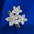 wholesale S925 Silver Blossom Cluster Three-Flower Ring for Women, European and American French Style Fashion Versatile Design, Mu Jing Jewelry New Collection-0-1