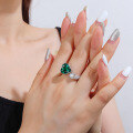 wholesale S925 Sterling Silver Enzel Heart-Shaped Emerald Gemstone Ring for Women, Heavy Craftsmanship Design, Cross-Border Live Streaming Best-Seller-0-3