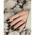 wholesale S925 Sterling Silver Korean Version INS Niche Design Sense Minimalist Versatile Twist Chain Textured Openable Ring for Women-0-2