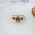 wholesale 925 silver gold-plated ring, Jewelry 25 new square sugar red garnet ring, retro classical style for women-0-2