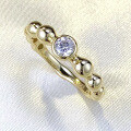 wholesale S925 sterling silver K-gold plated bead row ring, simple and fashionable jewelry romantic series-0-2