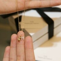 wholesale 18K gold-plated S925 sterling silver micro-paved diamond letter bear pendant necklace, a gift for bestie or girlfriend-H Bear Necklace-Gold>925 Silver