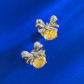 wholesale Metal S925, imported high-carbon diamond, 6*8 oval cut, wealth-attracting yellow diamond ear studs, hot-selling in live broadcasts-0-2