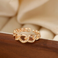 wholesale 925 Sterling Silver European and American Irregular Retro Geometric Ring for Women, Ins Trendy Internet Celebrity Minimalist Style Freeform Adjustable Ring-xb503 copper plated gold color opening adjustable