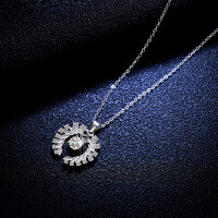 925 Sterling Silver Moissanite Angel Wing Pendant Necklace for Women-1-carat necklace (set with simulated diamonds)  925 silver