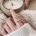 wholesale S925 Sterling Silver Fashion Minimalist Cross-Border Small Bead Simple Circle Cold and Trendy Design Open Adjustable Ring for Women-0-0