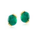 wholesale Spring/Summer New Collection Willow Whisper Series 925 Silver Gold-Plated Green Agate Stud Earrings for Women-0-5