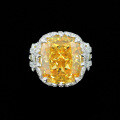 wholesale 925 Silver Gold Plated Ring with High Carbon Diamond Fancy Yellow Radiant Cut Daisy Party Versatile Jewelry for Women-0-4