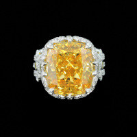 wholesale 925 Silver Gold Plated Ring with High Carbon Diamond Fancy Yellow Radiant Cut Daisy Party Versatile Jewelry for Women-Vivid Yellow  130 catties or less US size 8 (Hong Kong size 16-17 EU size 57) Ring length approximately 57mm