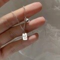 wholesale S925 Sterling Silver Good Luck Bean Square Pendant Minimalist Necklace Fashionable Personalized Understated Luxury Design-0-5