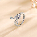 wholesale S925 Sterling Silver Personalized Snake Ring for Women, Minimalist Style, Exquisite Little Snake Adjustable Ring, Fashionable Niche Design-0-1