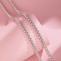 wholesale S925 Sterling Silver Minimalist Ballpoint Chain Unisex Matching Dense Bead Chain Plain Silver Necklace Factory Direct Wholesale-22-inch 4.0 dense bead necklace about 58cm 925 silver