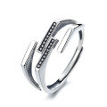 wholesale S925 Sterling Silver Minimalist Irregular Multi-Layer Geometric Ring Korean Trendy Unisex Stackable Band-0-4