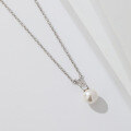 wholesale S925 Sterling Silver Japanese and Korean Style Imitation Pearl Pendant Rabbit Ear Necklace for Women, Minimalist Forest Collarbone Chain Cross-Border New Product-0-3