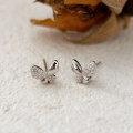 wholesale S999 Sterling Silver Butterfly Stone-Studded Earrings for Women, Light Luxury Fashion, Forest Style Exquisite Ear Accessories Trendy-0-3