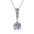 S925 Silver Full-Inlaid Moissanite Minimalist Pendant Necklace for Women Wholesale-0-3