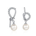 wholesale Platinum 925 Silver Earrings for Women, Korean Style Fashion 5A Flawless Freshwater Pearl with Moissanite Earrings-0-4